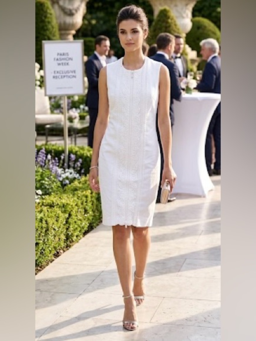 Givenchy Paris Exposed Front Zip White Cotton Dress 38